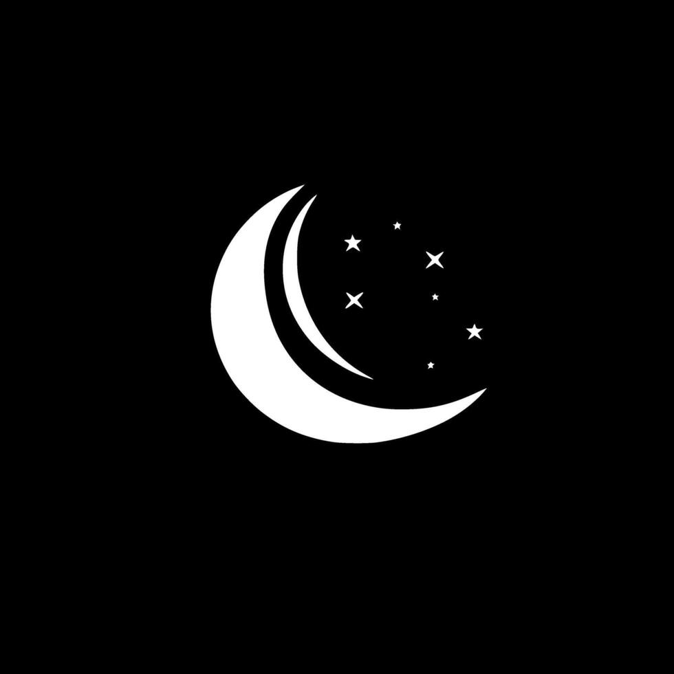 Moon, Black and White Vector illustration