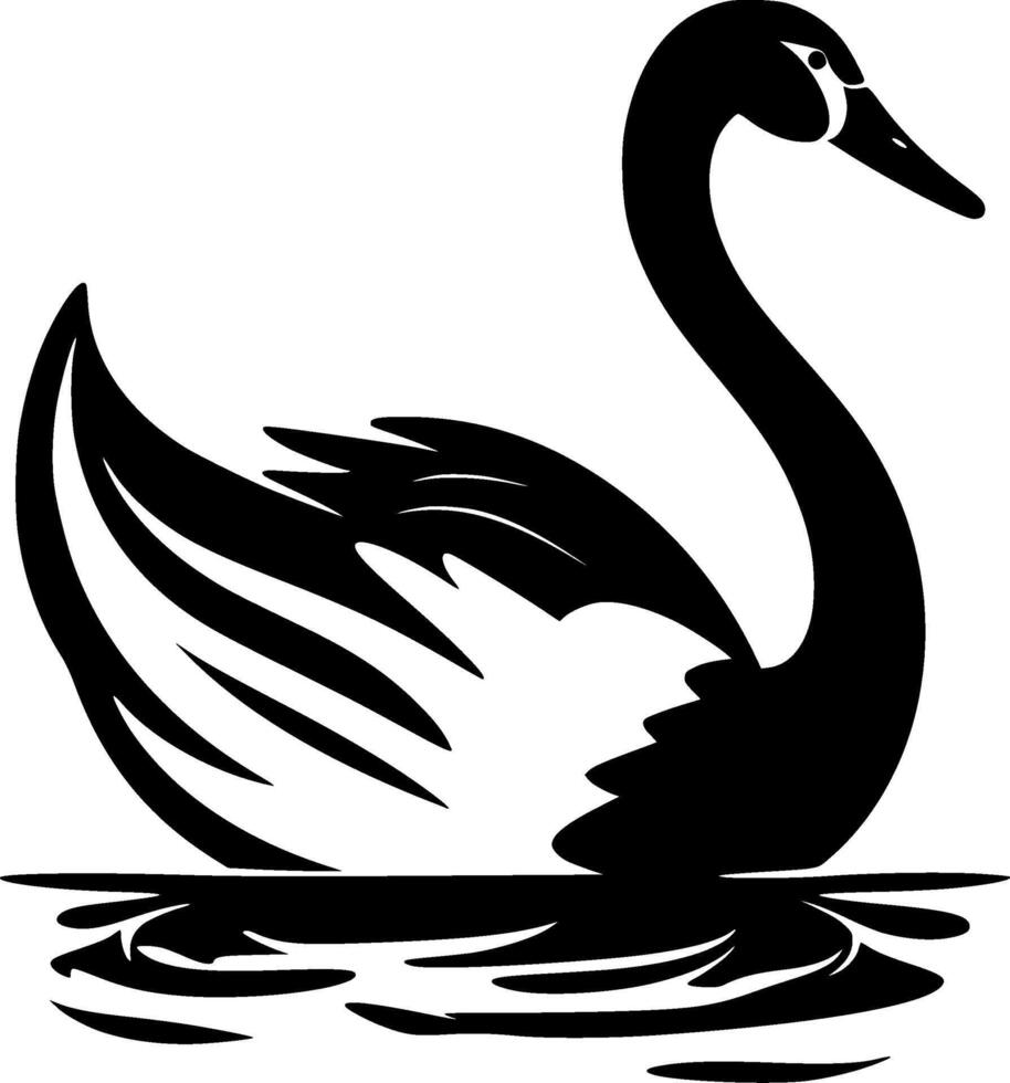 cisne - negro y blanco aislado icono - vector ilustración