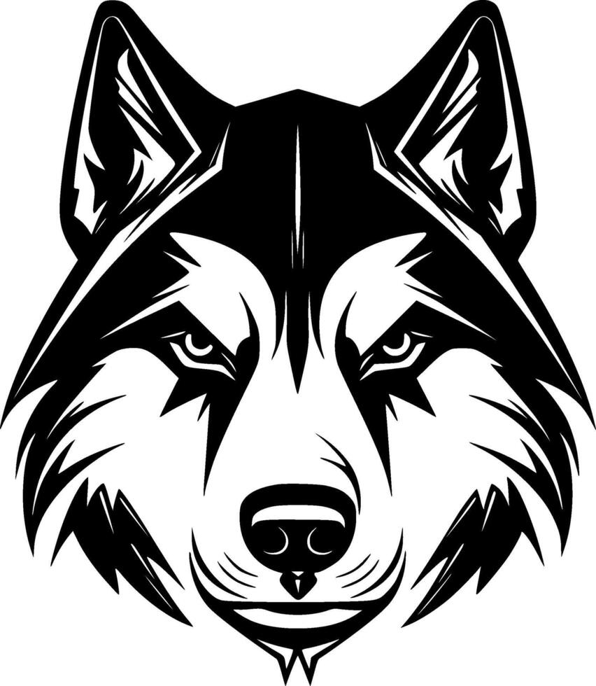 Siberian Husky, Black and White Vector illustration