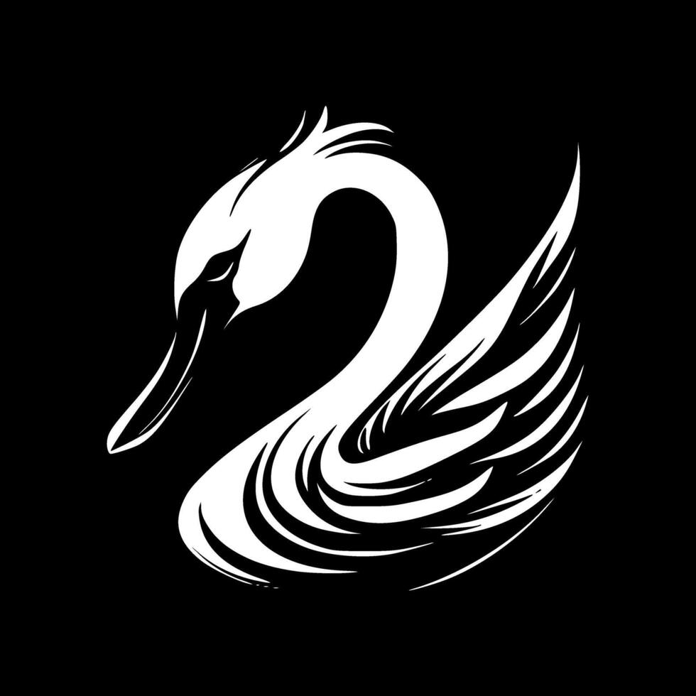 Swan, Black and White Vector illustration