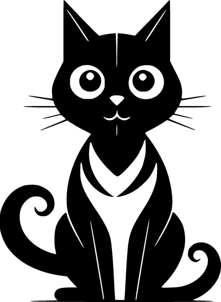 Cat - Black and White Isolated Icon - Vector illustration