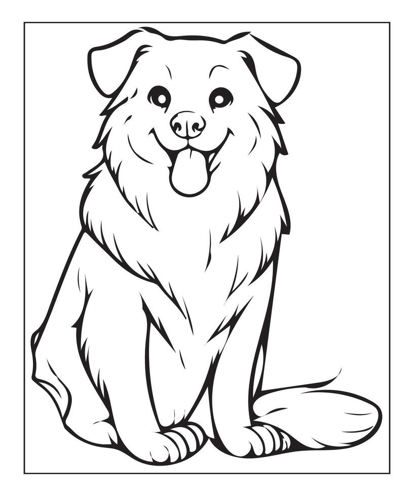 AI generated cute dog coloring page vector