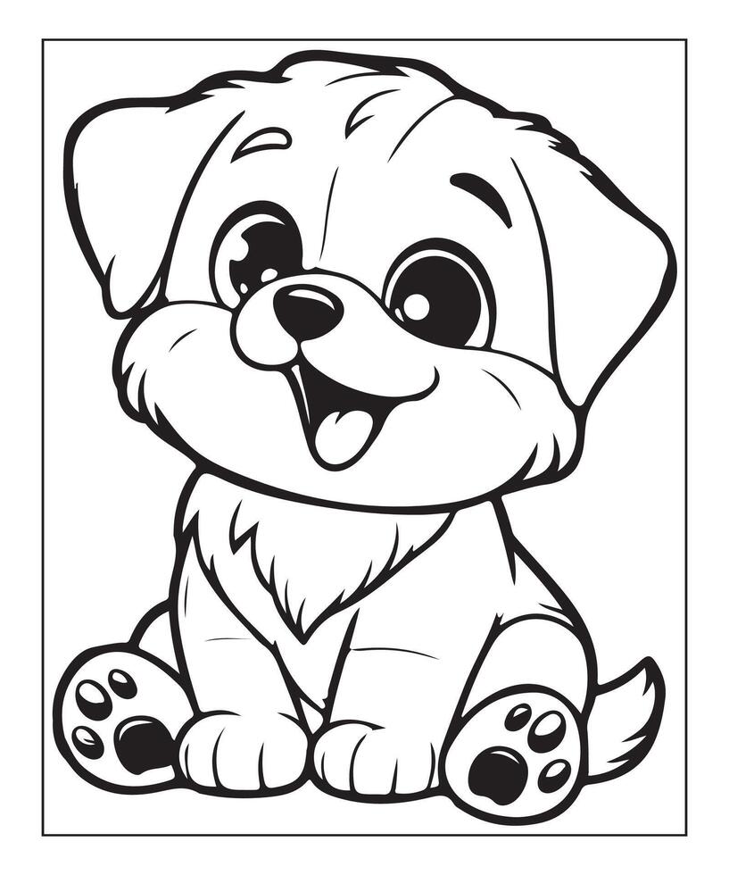 AI generated cute dog illustration coloring page for kids vector