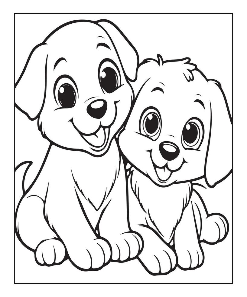 AI generated cute puppy coloring page illustration vector