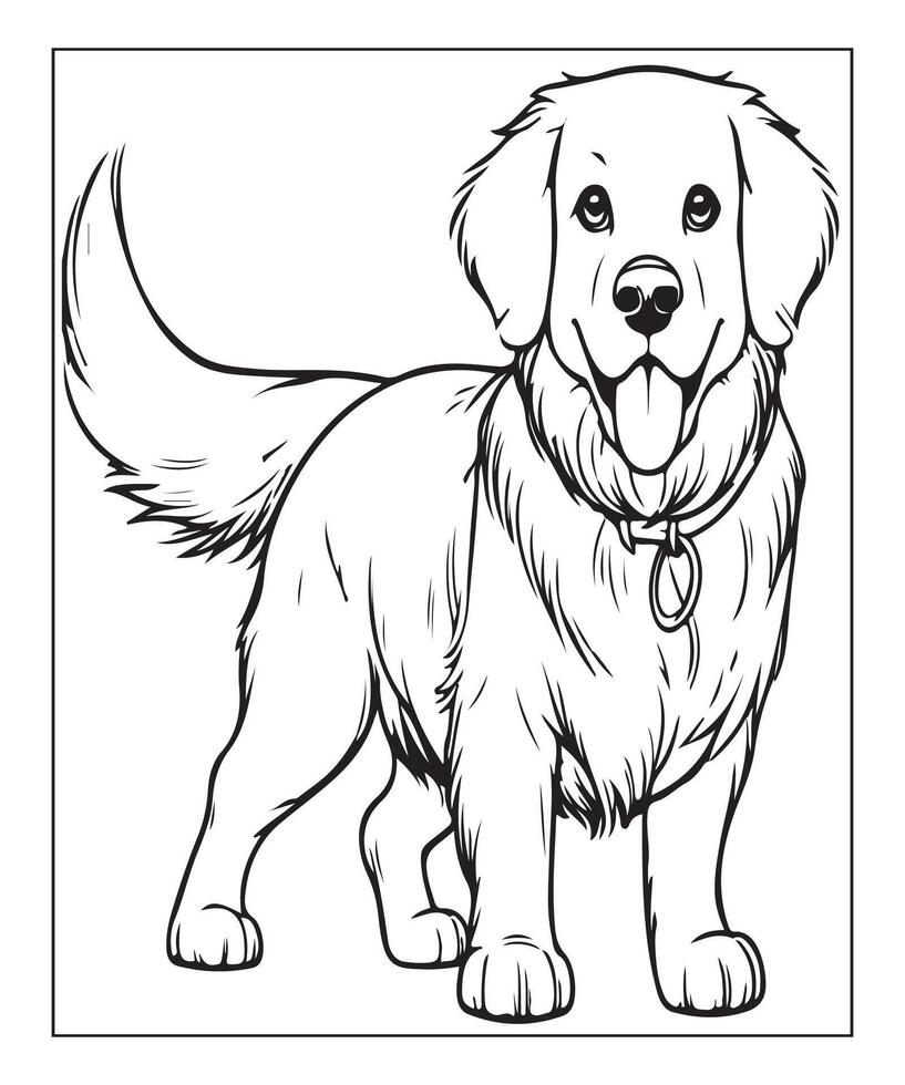 AI generated clean vector line art dog coloring page for kids