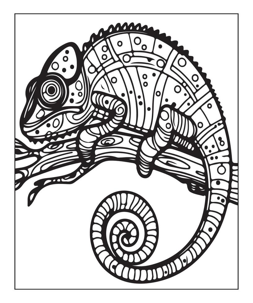 AI generated chameleon coloring page vector