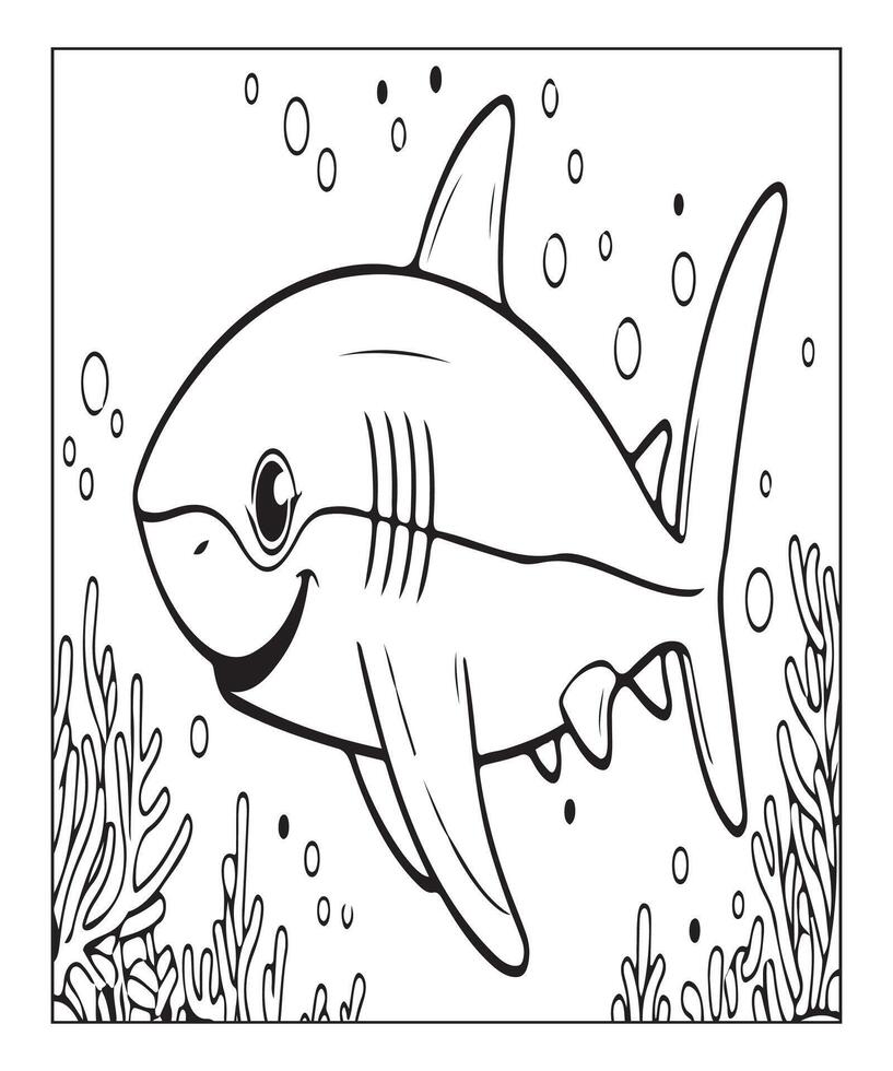 AI generated Printable shark coloring page for kids vector