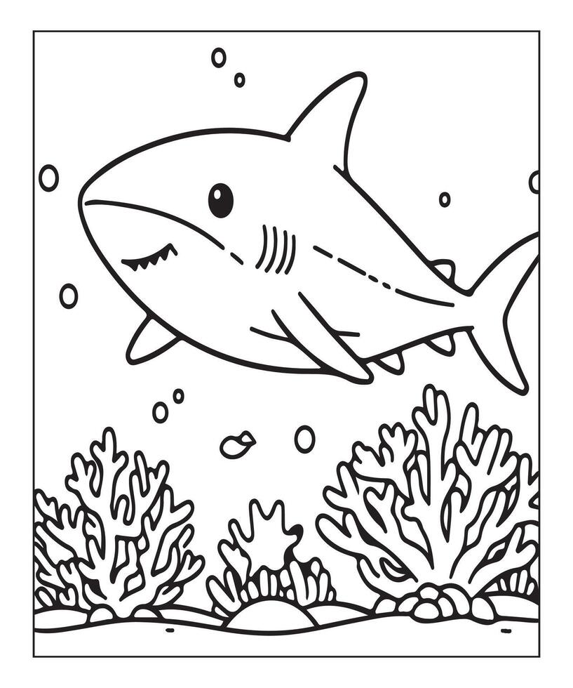 AI generated Printable shark coloring page for kids vector