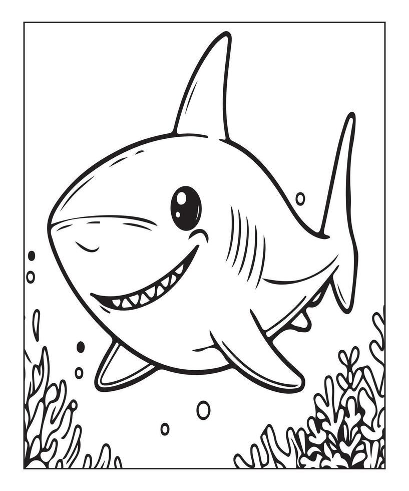 AI generated Printable shark coloring page for kids vector