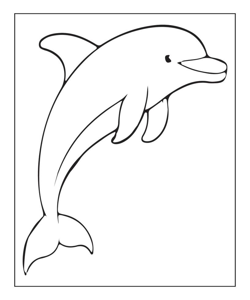 AI generated Dolphin coloring page for kids vector