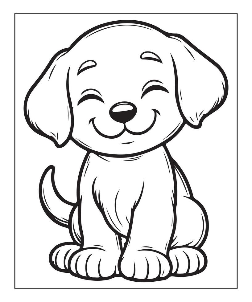 AI generated kids coloring page, dog coloring page illustration vector