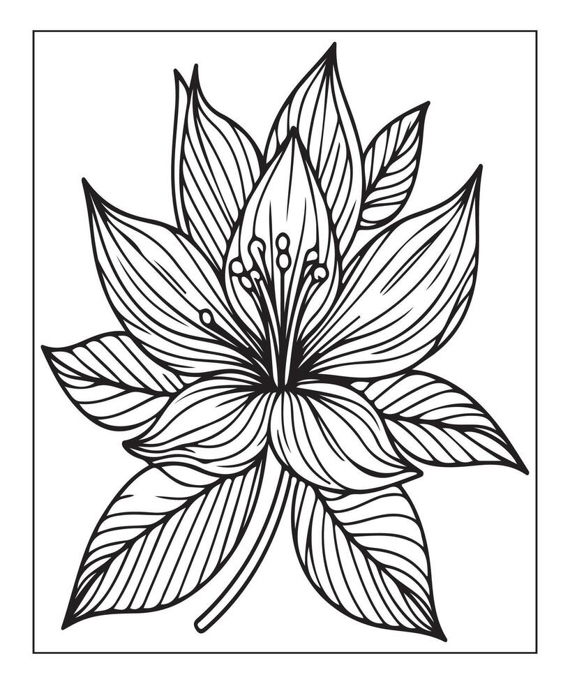 AI generated flower coloring page vector