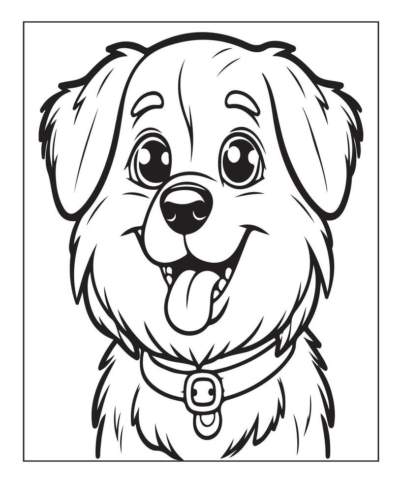 AI generated kids coloring page, dog coloring page illustration vector