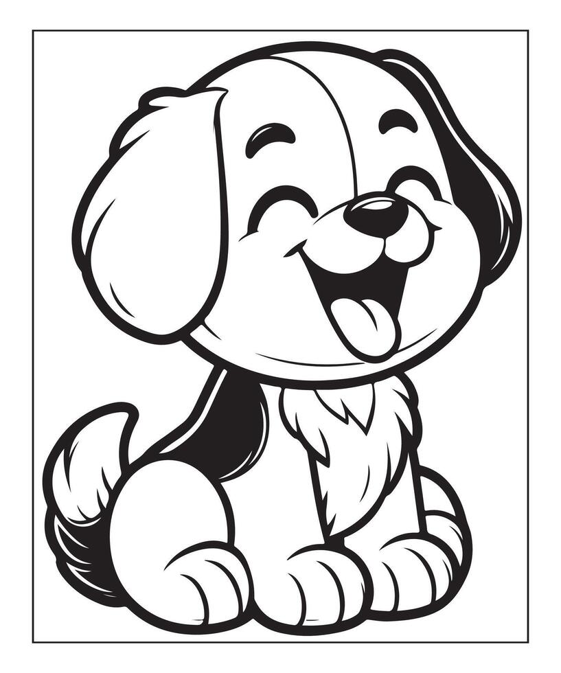 AI generated cute puppy coloring page illustration vector