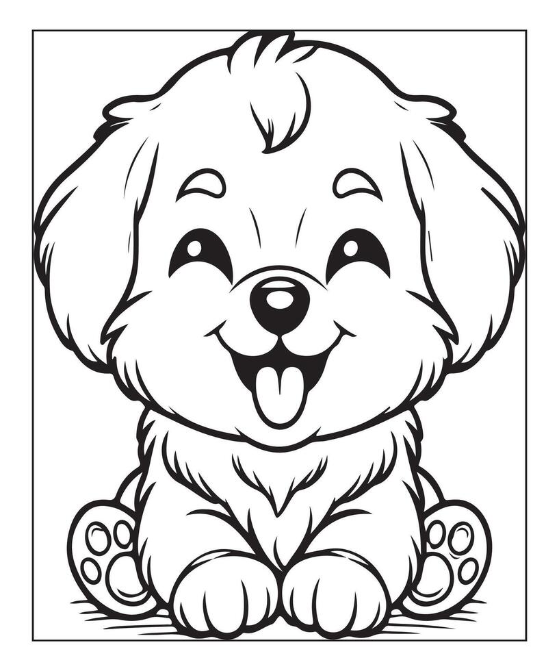 AI generated kids coloring page, dog coloring page illustration vector