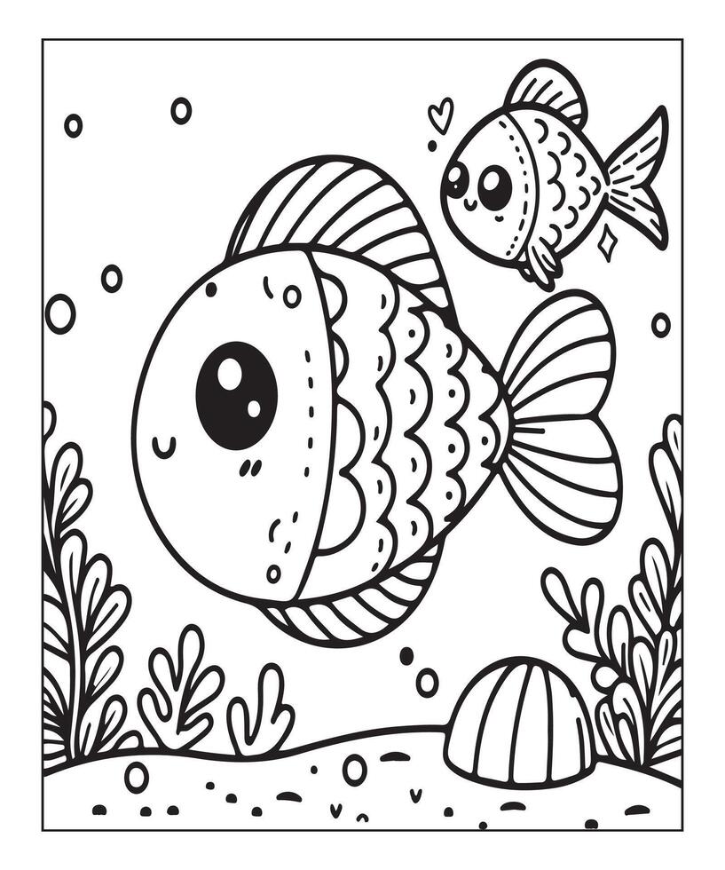 AI generated Fish coloring page for kids vector