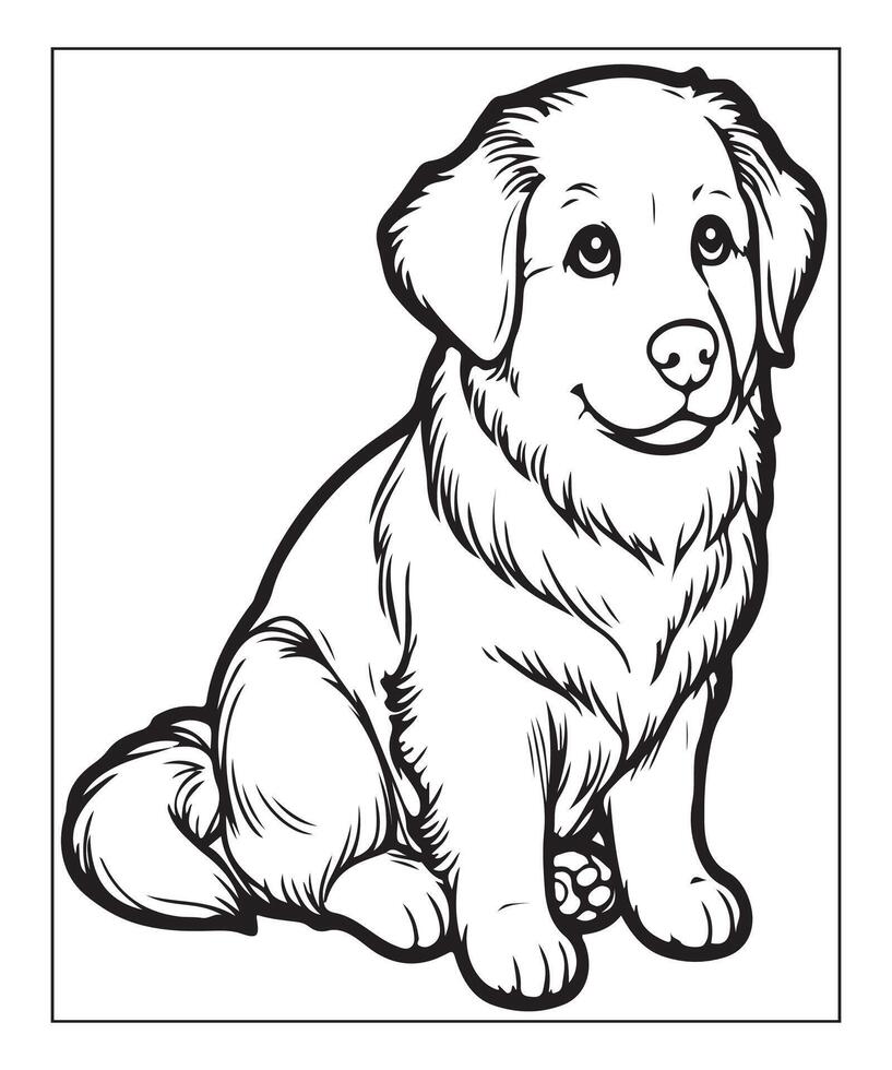 AI generated dog coloring page for kids vector