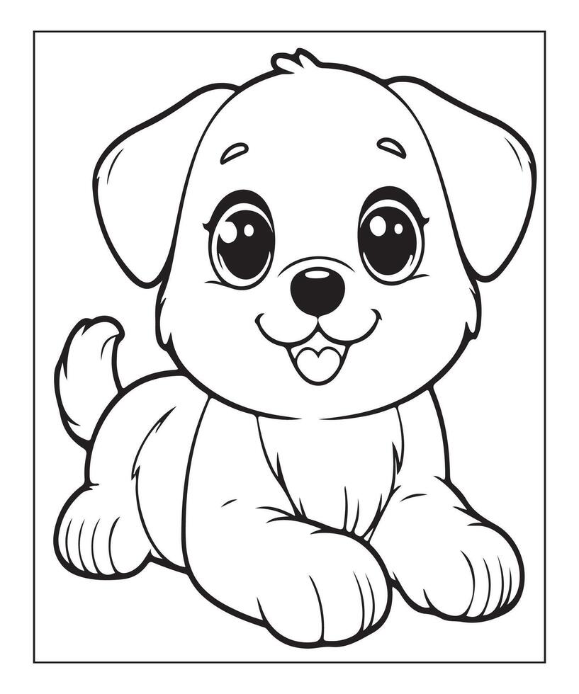 AI generated kids coloring page, dog coloring page illustration vector