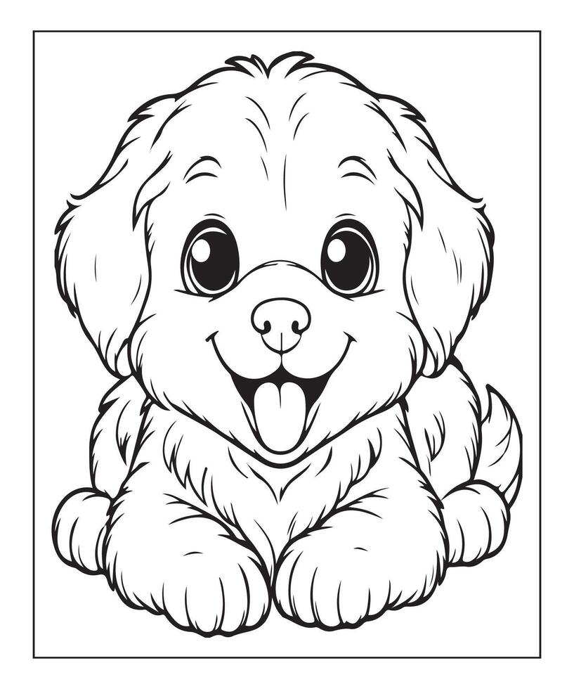 AI generated kids coloring page, dog coloring page illustration vector