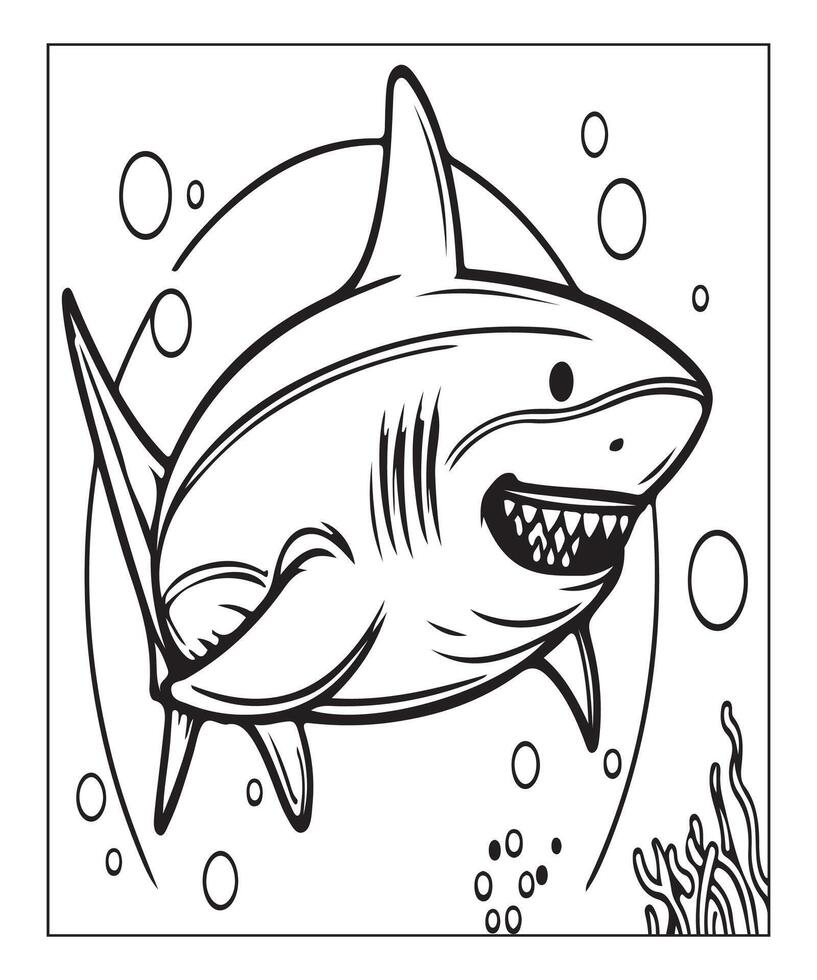 AI generated Printable shark coloring page for kids vector