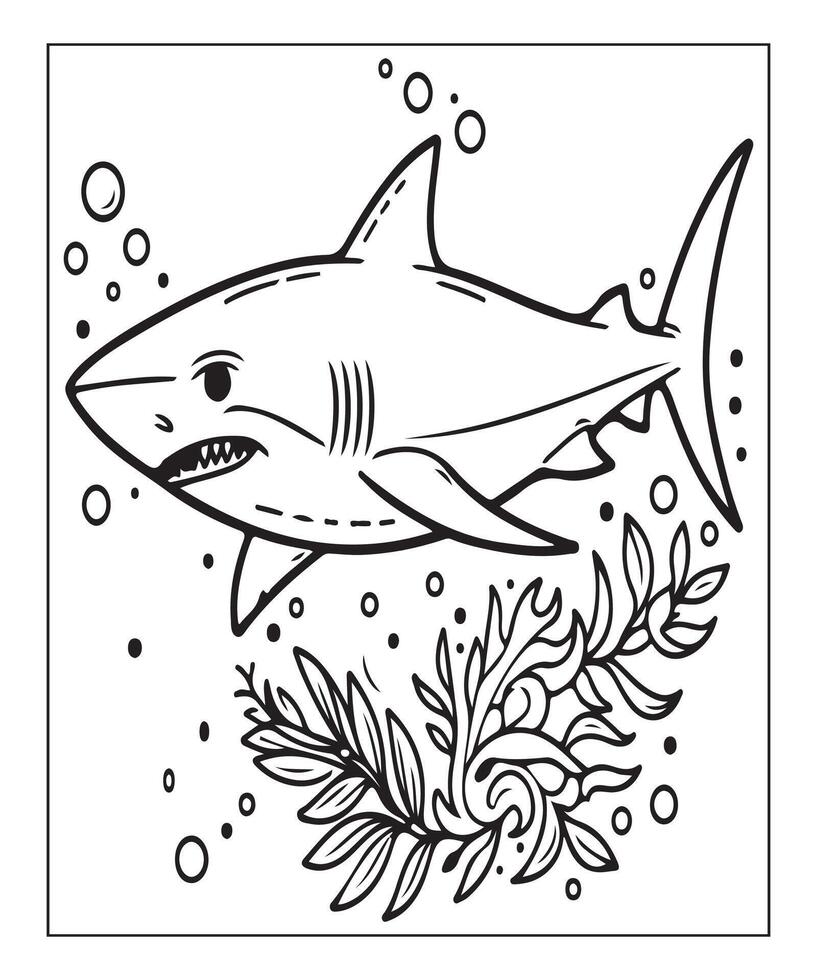AI generated Printable shark coloring page for kids vector