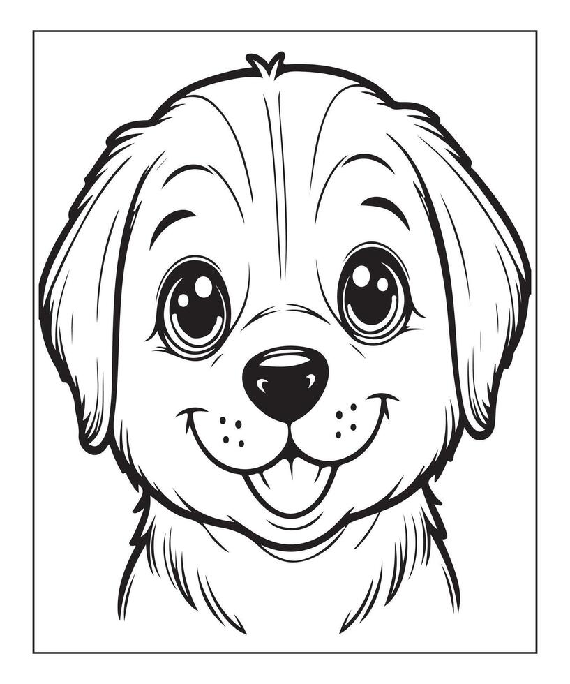 AI generated kids coloring page, dog coloring page illustration vector