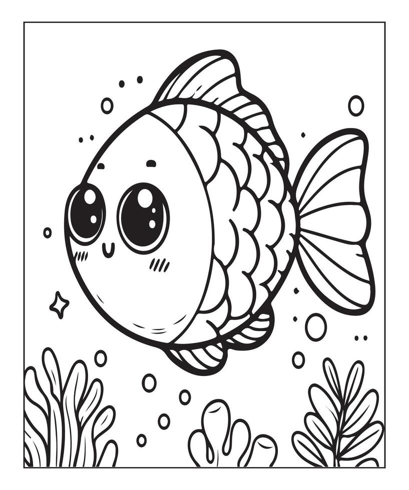 AI generated Fish coloring page for kids vector