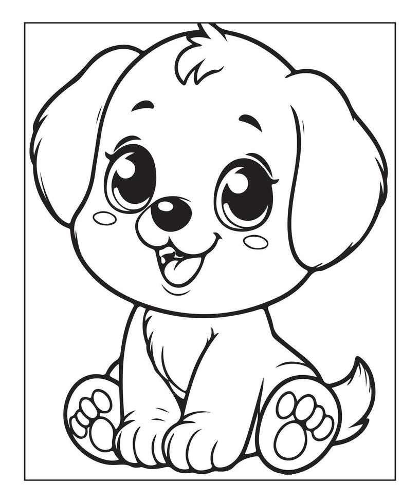 AI generated cute puppy coloring page illustration vector