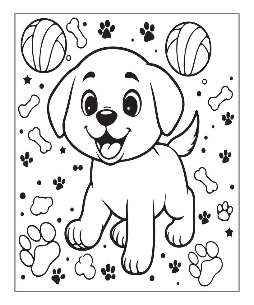 AI generated cute dog coloring page vector