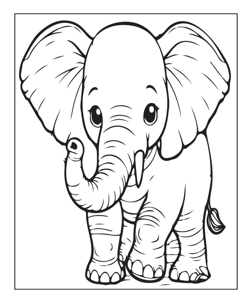 AI generated Elephant coloring page for kids. print this free printable elephant coloring page vector