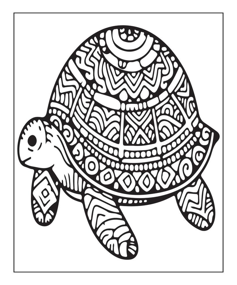 AI generated cute turtle coloring page for kids vector