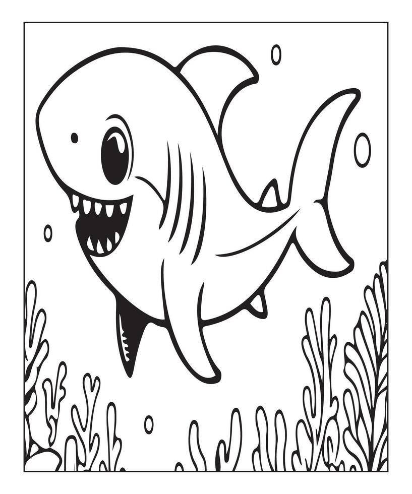 AI generated Printable shark coloring page for kids vector