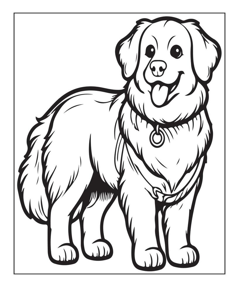 AI generated clean vector line art dog coloring page for kids