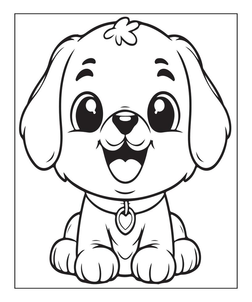 AI generated cute puppy coloring page illustration vector