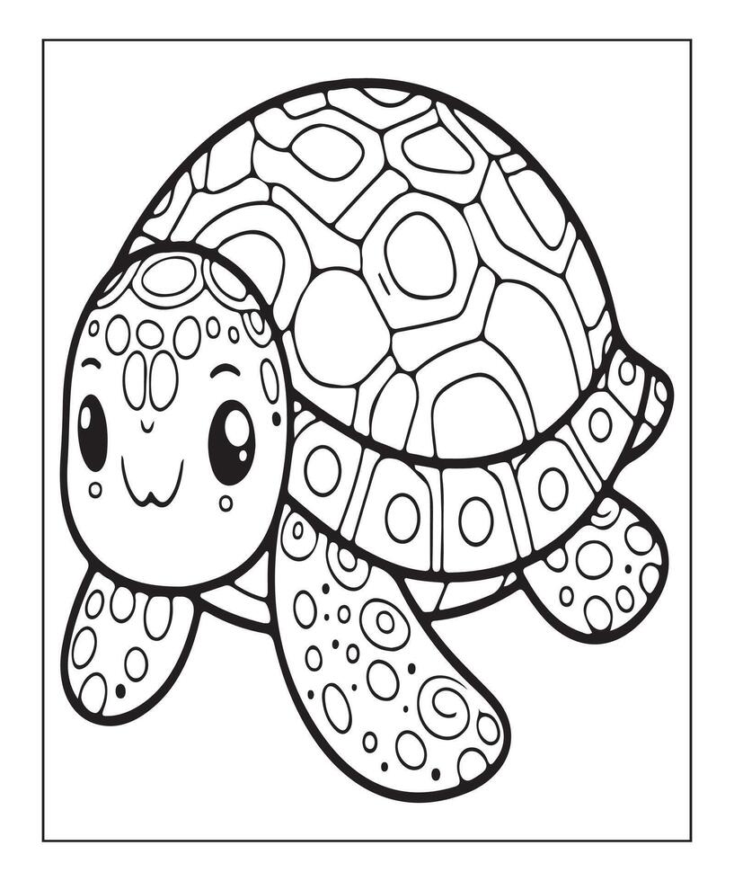 AI generated cute turtle coloring page for kids vector