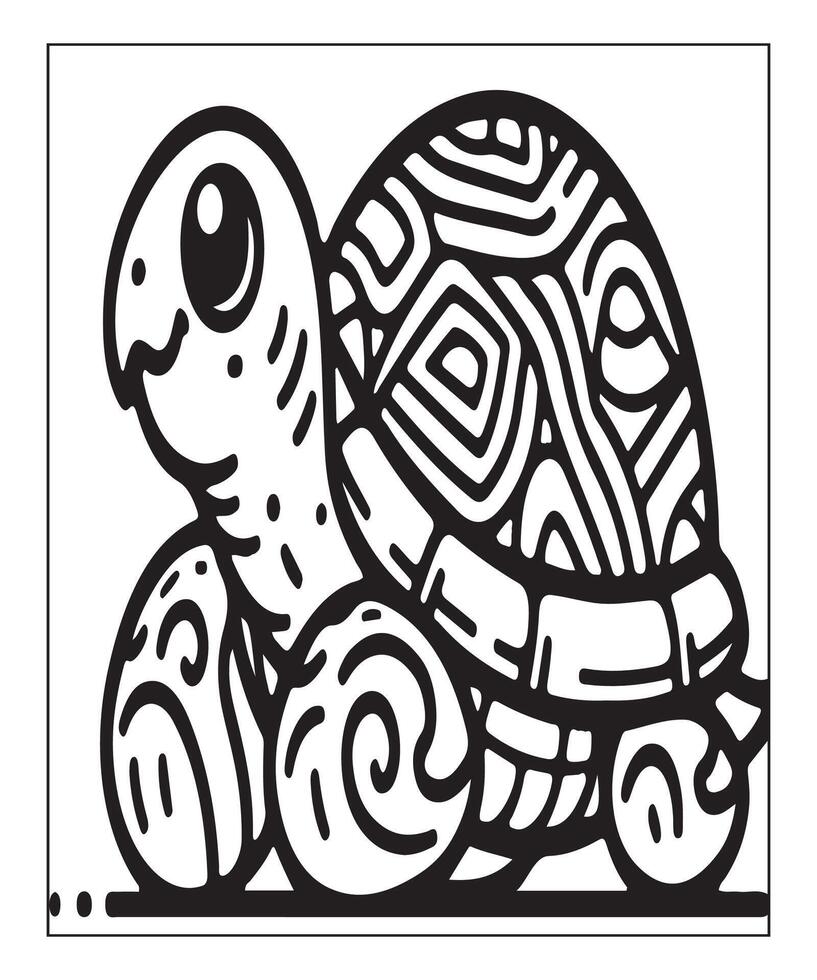 AI generated cute turtle coloring page for kids vector