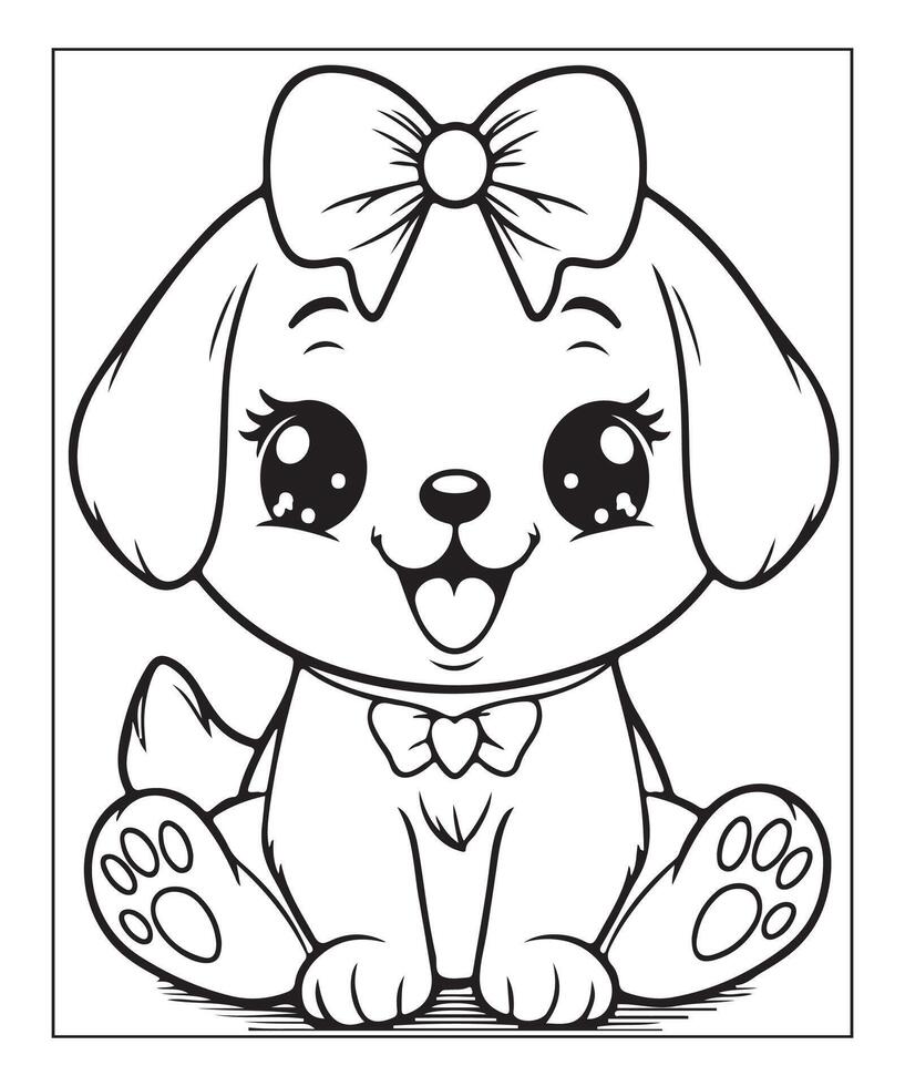 AI generated cute puppy coloring page illustration vector