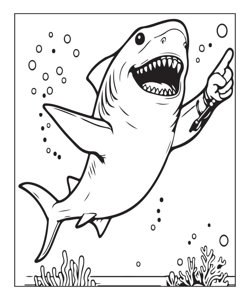 AI generated Printable shark coloring page for kids vector