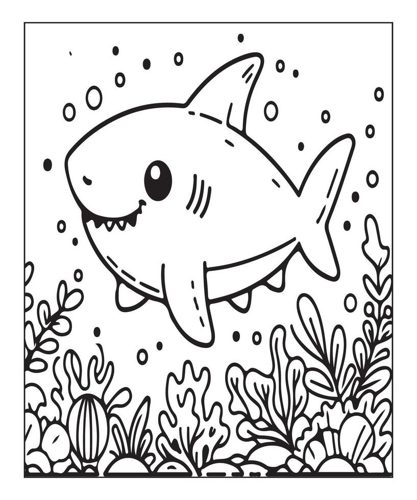 AI generated Printable shark coloring page for kids vector