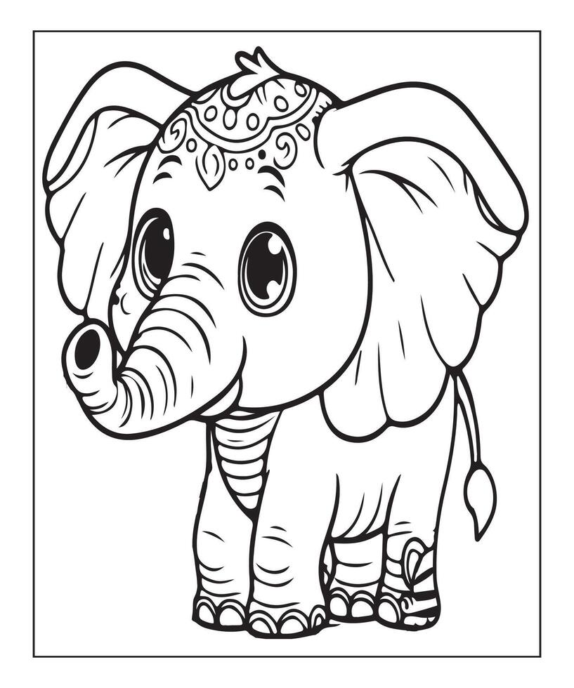 AI generated Elephant coloring page for kids. print this free printable elephant coloring page vector