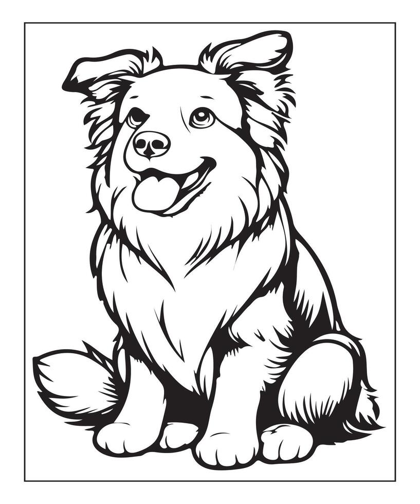 AI generated clean vector line art dog coloring page for kids