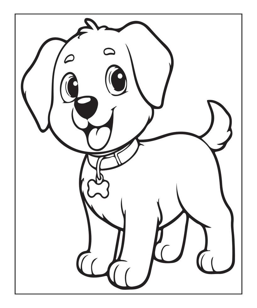 AI generated dog coloring page for kids vector