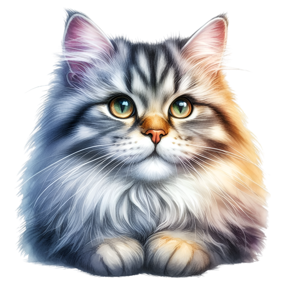 AI generated A cute cat sits alone png