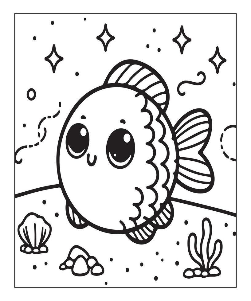 AI generated Fish coloring page for kids vector