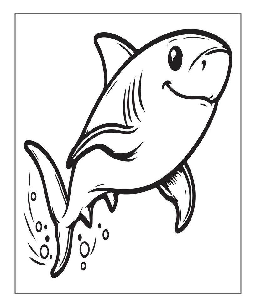 AI generated Printable shark coloring page for kids vector