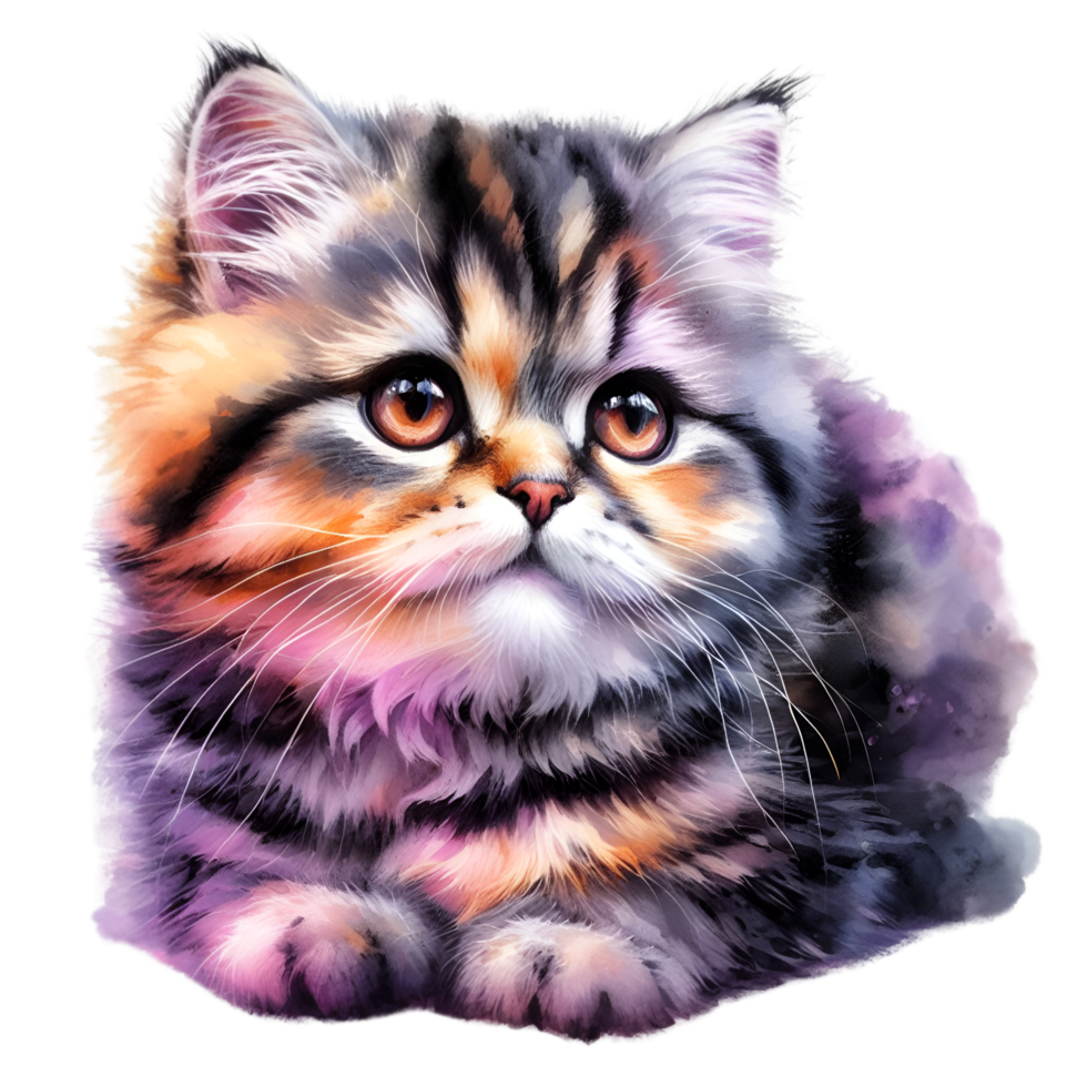 AI generated A cute cat sits alone png