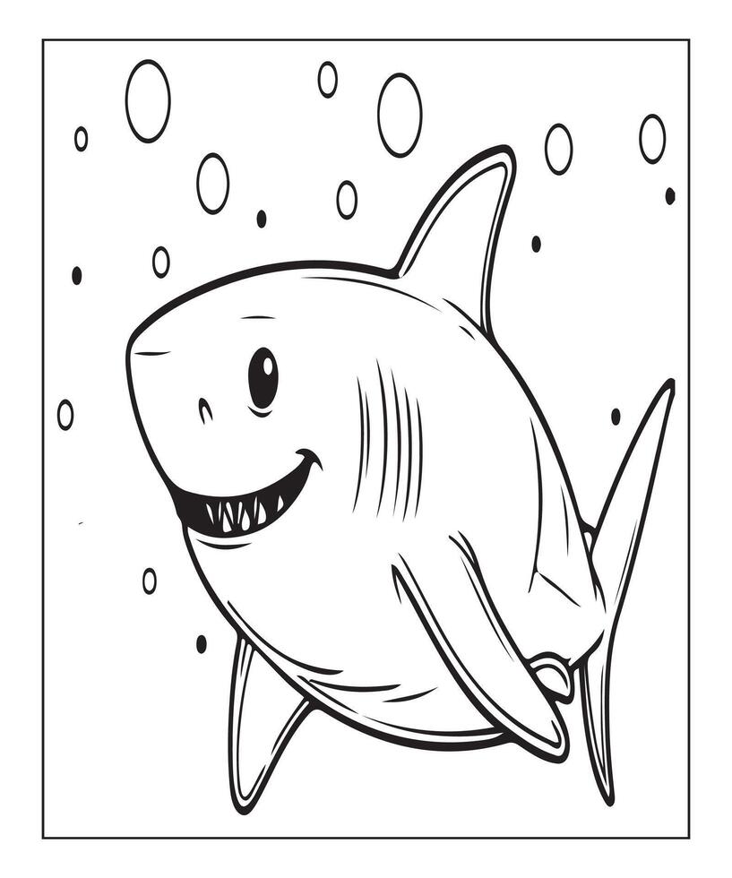 AI generated Printable shark coloring page for kids vector