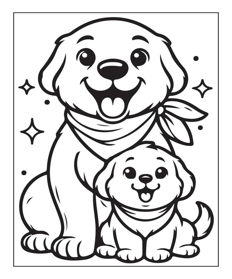 AI generated cute puppy coloring page illustration vector