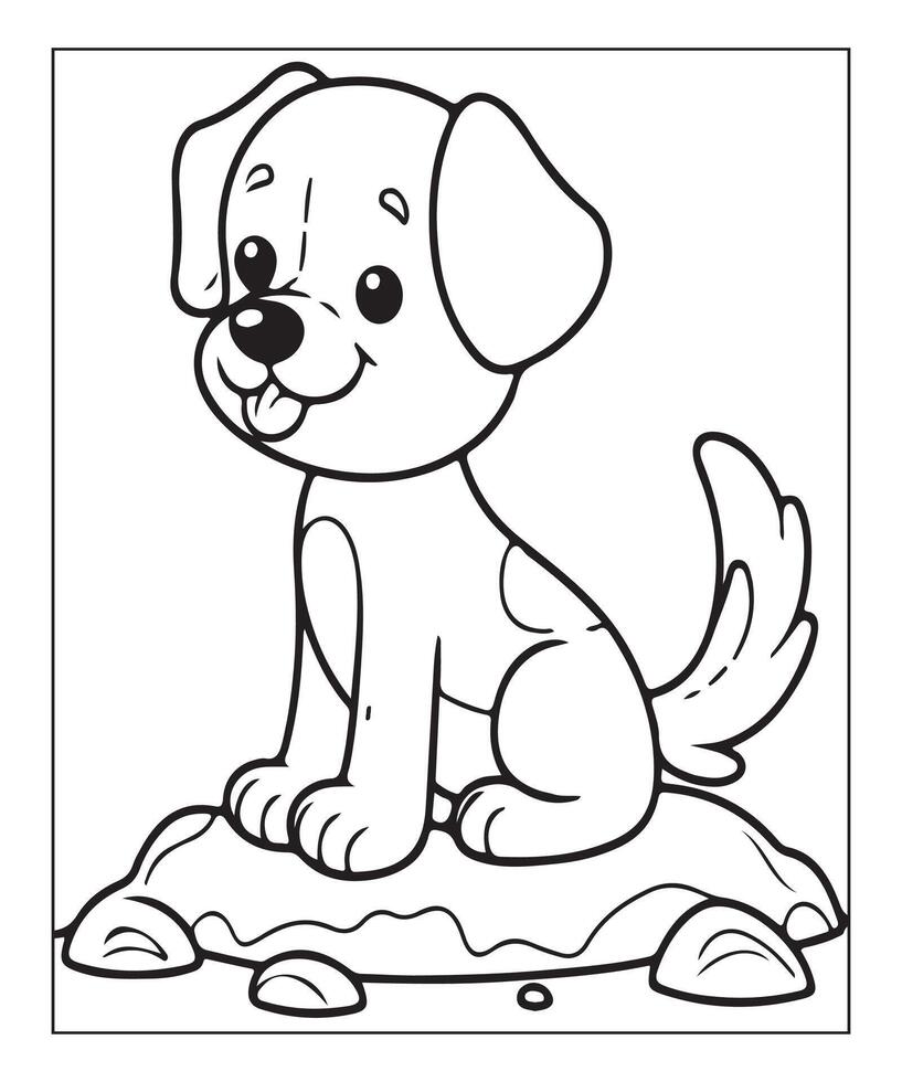 AI generated clean vector line art dog coloring page for kids