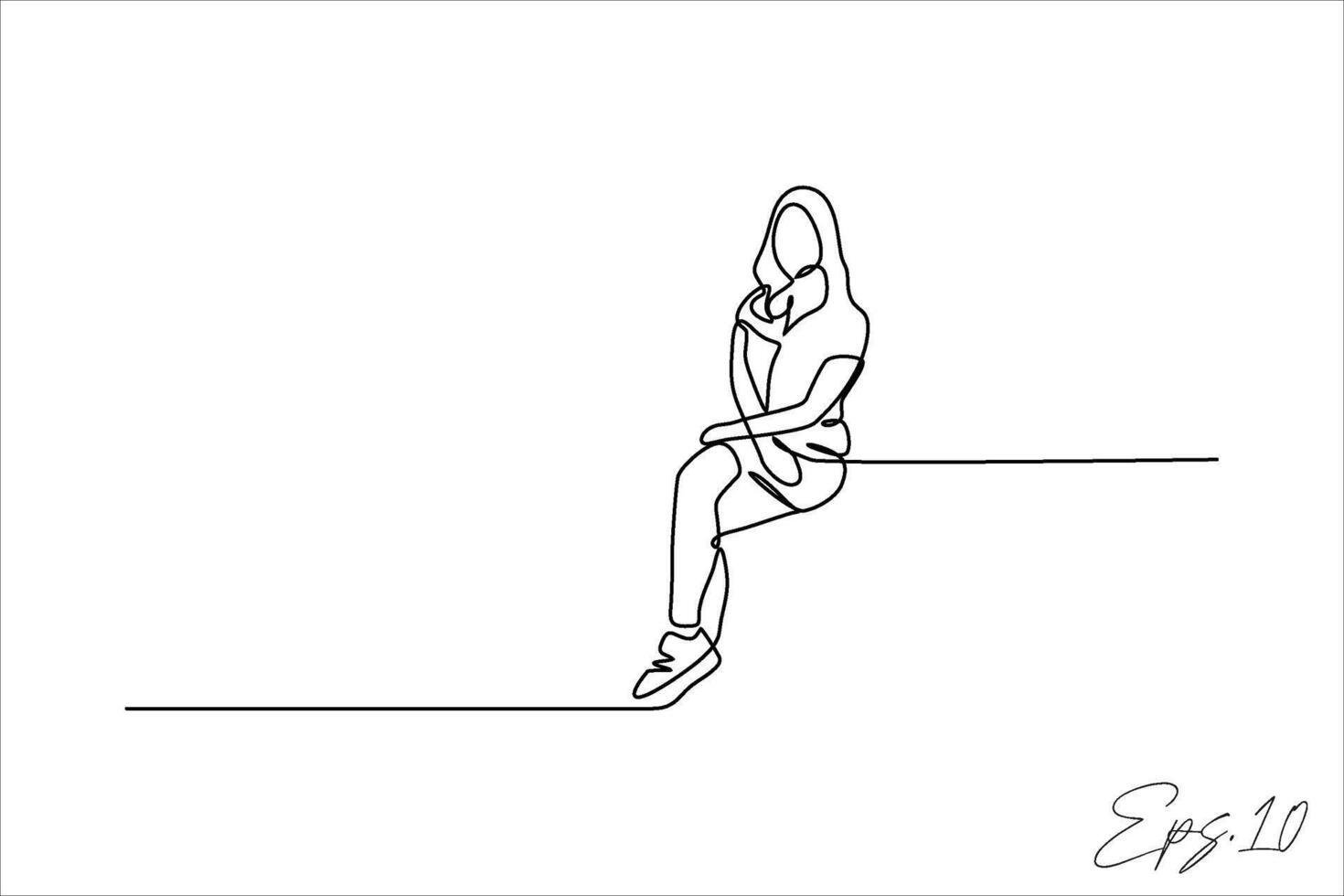 continuous line vector illustration design of sitting woman